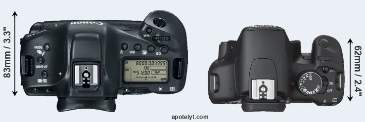 Compare 1DX Mark II versus XSi top