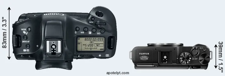 Compare 1DX Mark II versus X-A1 top
