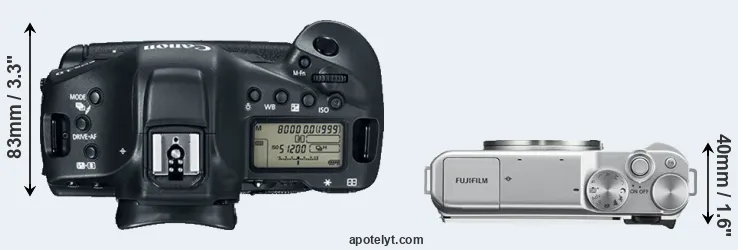 Compare 1DX Mark II versus X-A10 top