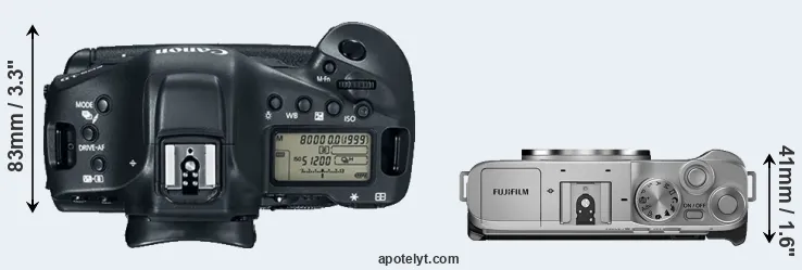 Compare 1DX Mark II versus X-A7 top