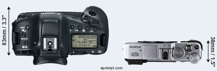 Compare 1DX Mark II versus X-E1 top