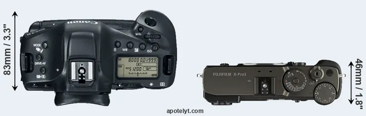 Compare 1DX Mark II versus X-Pro3 top