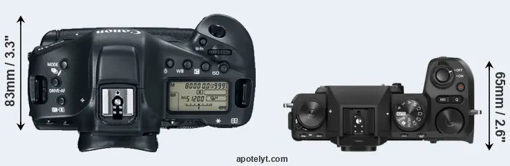 Compare 1DX Mark II versus X-S20 top