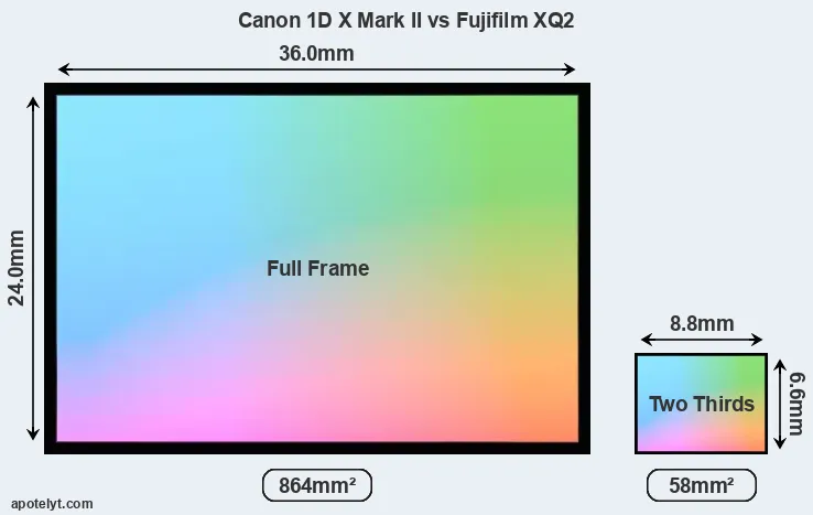 Canon 1D X Mark II and Fujifilm XQ2 sensor measures
