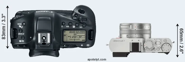 Compare 1DX Mark II versus D-LUX 7 top