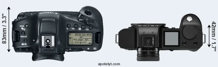 Compare 1DX Mark II versus Leica SL2 top