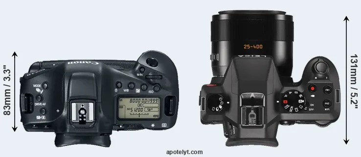 Compare 1DX Mark II versus V-LUX Typ 114 top