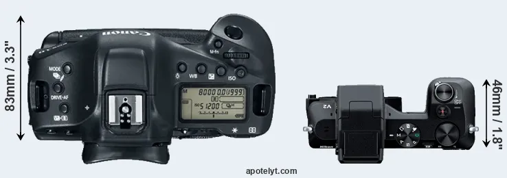 Compare 1DX Mark II versus V2 top