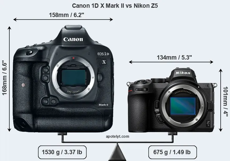 Size Canon 1D X Mark II vs Nikon Z5