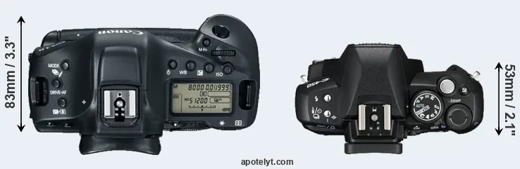 Compare 1DX Mark II versus E-450 top