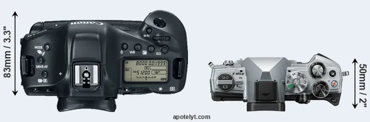 Compare 1DX Mark II versus E-M5 III top