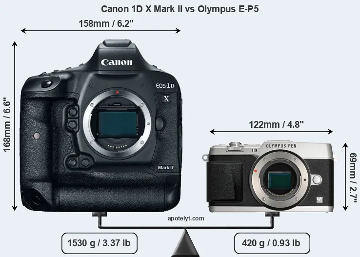 Size Canon 1D X Mark II vs Olympus E-P5