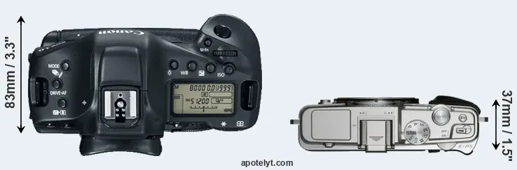 Compare 1DX Mark II versus E-P5 top