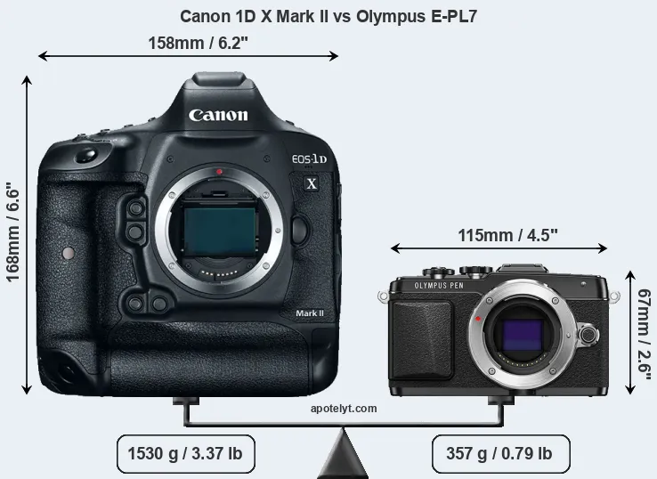 Size Canon 1D X Mark II vs Olympus E-PL7