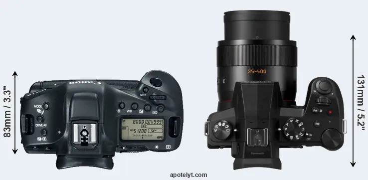 Compare 1DX Mark II versus FZ1000 II top