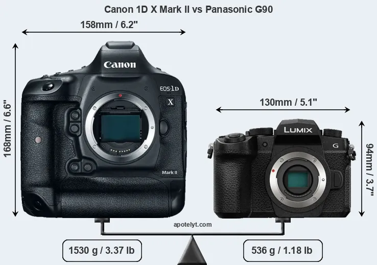 Size Canon 1D X Mark II vs Panasonic G90