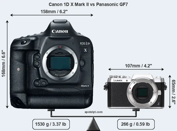 Size Canon 1D X Mark II vs Panasonic GF7