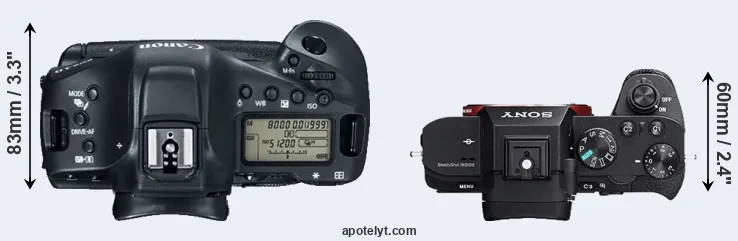 Compare 1DX Mark II versus A7 II top