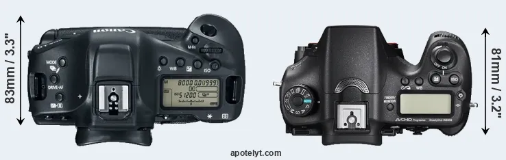 Compare 1DX Mark II versus A77 II top