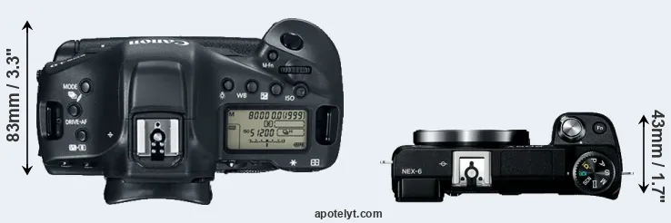 Compare 1DX Mark II versus NEX-6 top