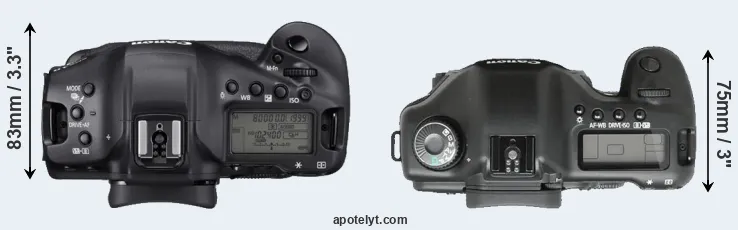 Compare 1DX Mark III versus 5D top