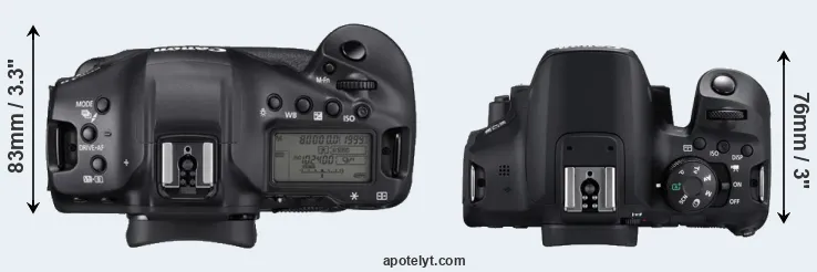 Compare 1DX Mark III versus 850D top
