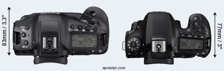 Compare 1DX Mark III versus 90D top