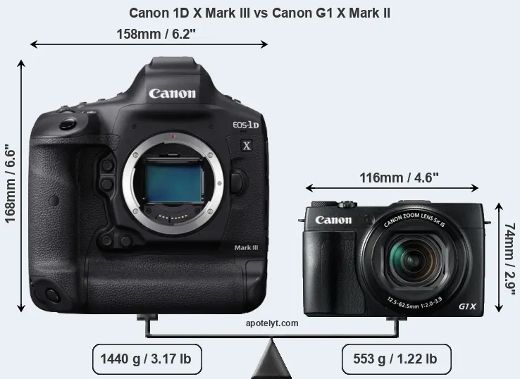 Size Canon 1D X Mark III vs Canon G1 X Mark II
