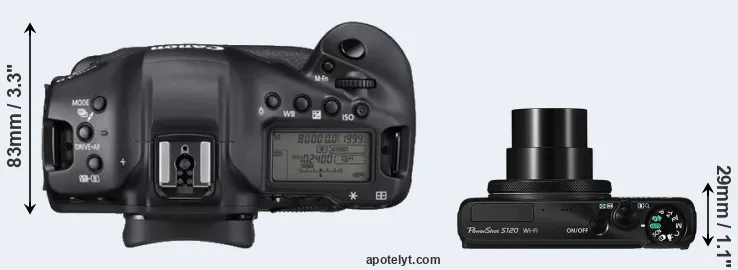 Compare 1DX Mark III versus S120 top