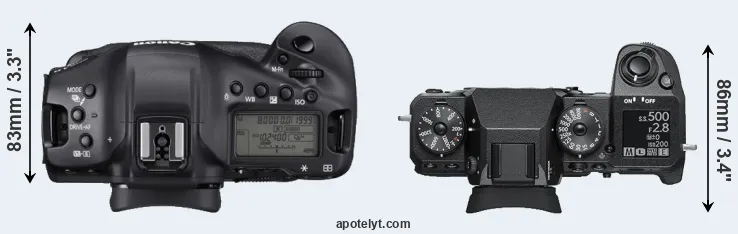 Compare 1DX Mark III versus X-H1 top
