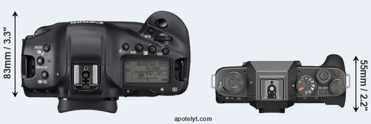 Compare 1DX Mark III versus X-T200 top