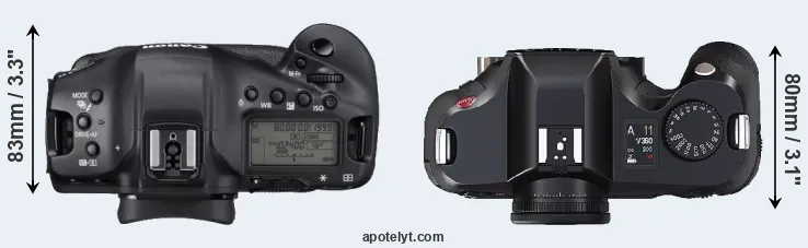 Compare 1DX Mark III versus S2 top
