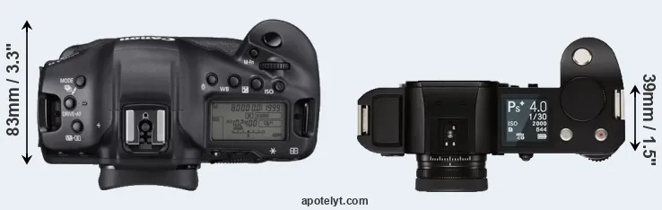 Compare 1DX Mark III versus Leica SL top