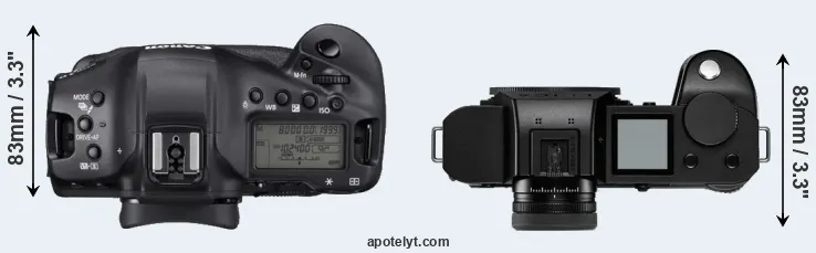 Compare 1DX Mark III versus Leica SL2-S top