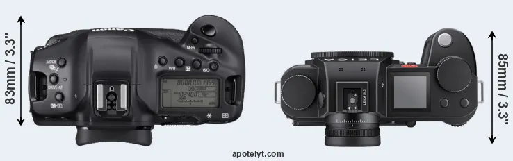 Compare 1DX Mark III versus Leica SL3 top