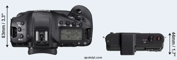 Compare 1DX Mark III versus V1 top