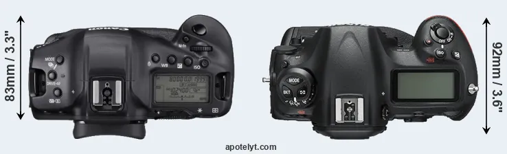 Compare 1DX Mark III versus D5 top