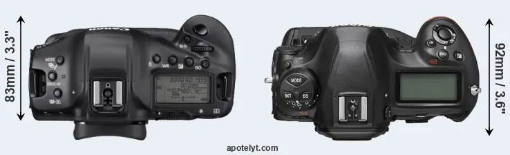 Compare 1DX Mark III versus D6 top