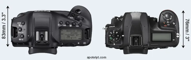 Compare 1DX Mark III versus D780 top