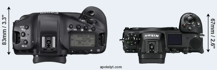 Compare 1DX Mark III versus Z7 top