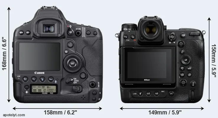 Comparison 1DX Mark III or Z9 rear