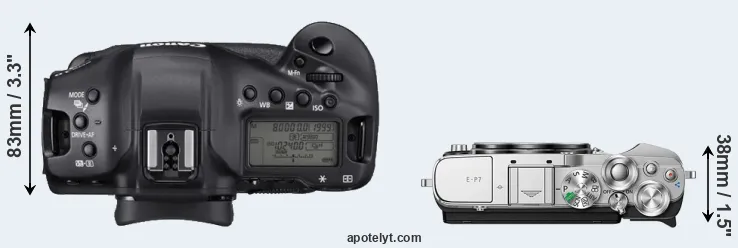 Compare 1DX Mark III versus E-P7 top