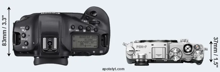 Compare 1DX Mark III versus PEN-F top