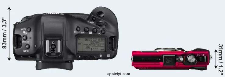 Compare 1DX Mark III versus TG-4 top