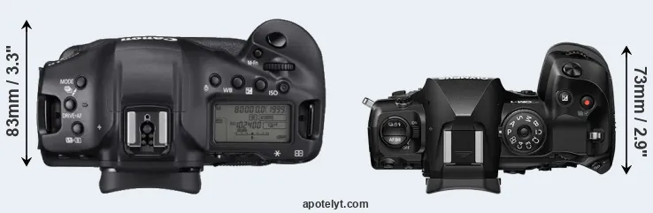 Compare 1DX Mark III versus OM-1 top