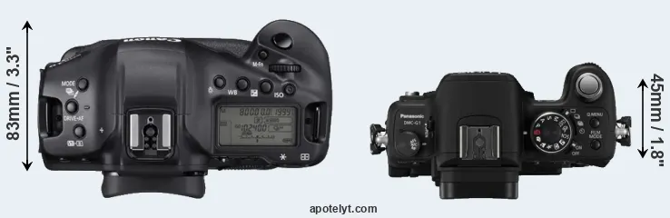Compare 1DX Mark III versus G1 top
