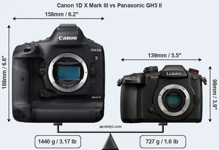 Size Canon 1D X Mark III vs Panasonic GH5 II