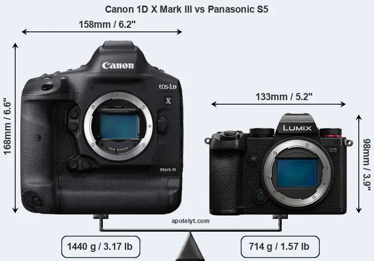 Size Canon 1D X Mark III vs Panasonic S5
