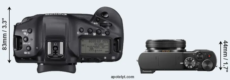 Compare 1DX Mark III versus TZ100 top