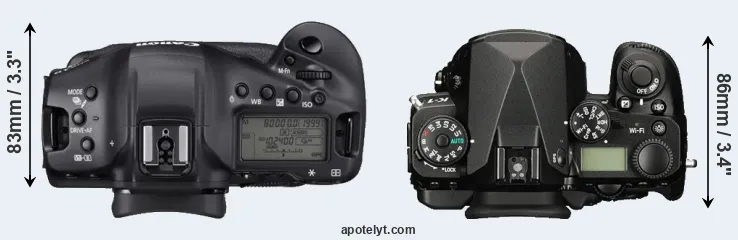 Compare 1DX Mark III versus K-1 top